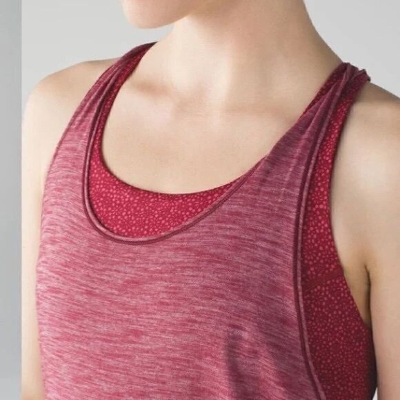 Lululemon Twist and Toil Athletic Sports Bra Tank Top Combo Maroon Red Sz 6 - Picture 4 of 10